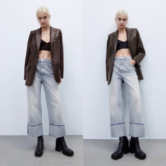 FAUX LEATHER MENSWEAR STYLE BLAZER - Picture 4 of 14